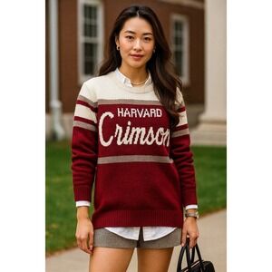Hillflint Harvard Crimson Vintage Inspired Tailgate‎ Sweater  Size Large